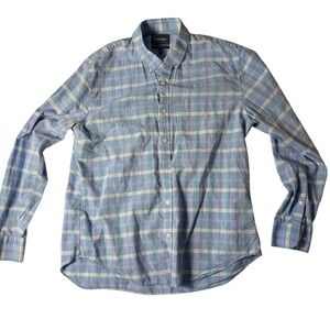 Bonobos Plaid Button Down Shirt Mens XL Blue Green Slim Fit Long Sleeve Cotton